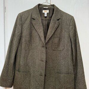 Talbots Gray Blazer with Notched Lapels Dark Academia Preppy Structured Shoulder